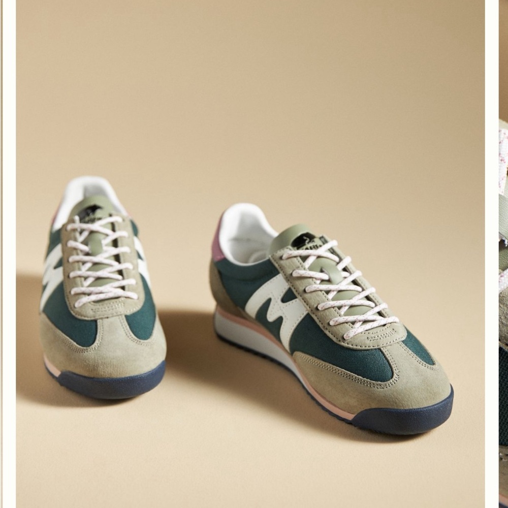 Green and Beige Sneakers